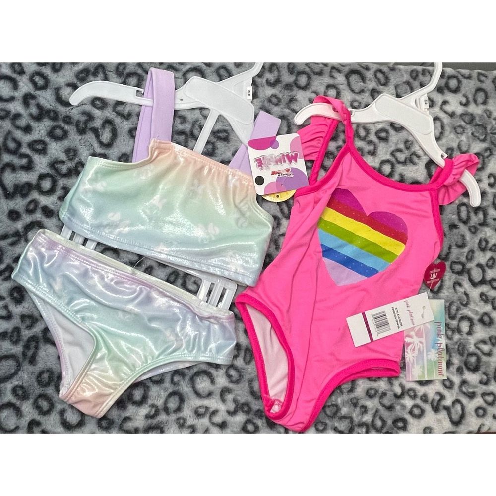 Minnie Mouse Bikini And Rainbow Heart Bathing Suit 24 mth